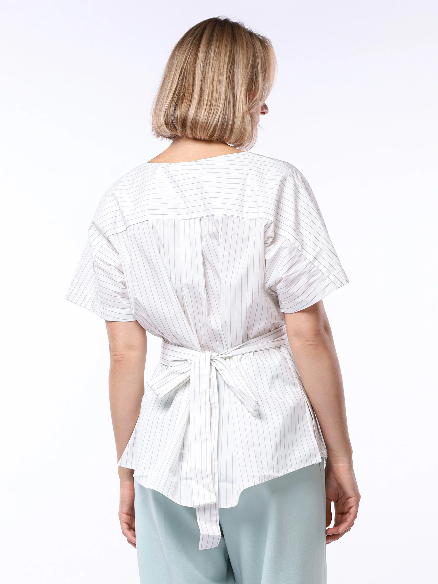 Блуза из смесового хлопка в полоску